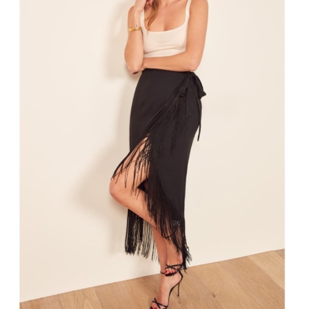 Reformation Fringe Wrap Skirt